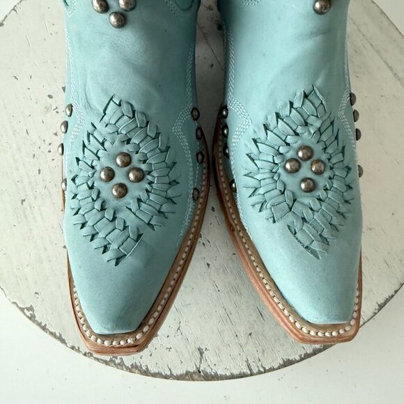 Lane COSSETTE Womens Cowboy Bootie Size 6 Western Cowgirl Blue Short Ankle Boots - Picture 6 of 12